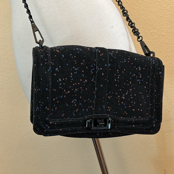 Rebecca Minkoff Love Crossbody In Black Splatter Suede - Picture 3 of 16